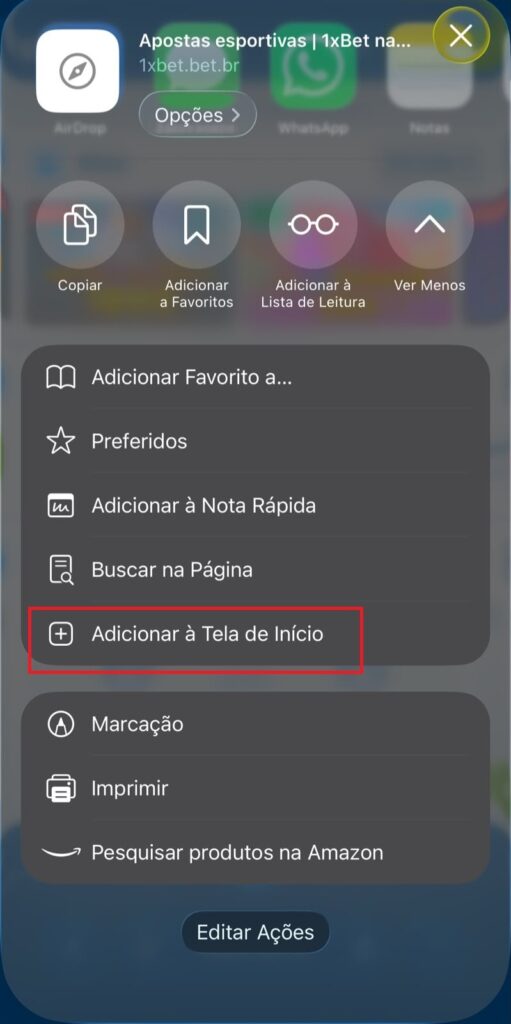 Via PWA no Safari